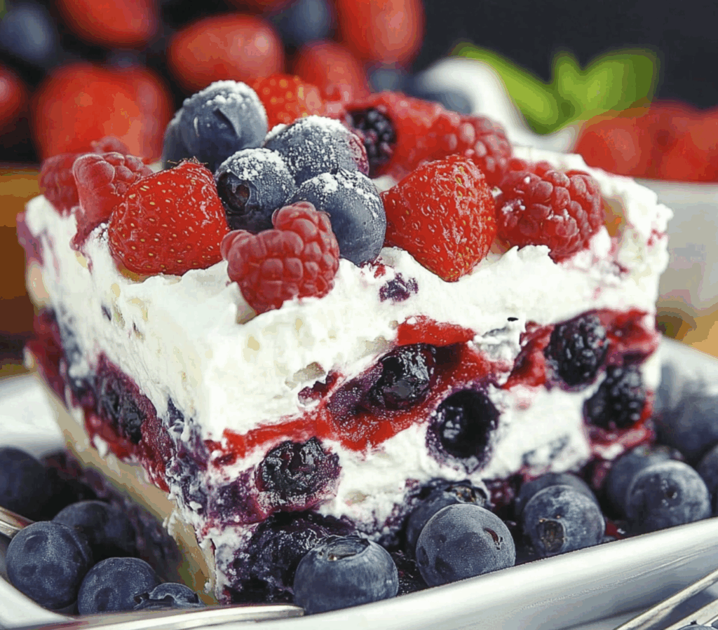 No Bake Summer Berry Lasagna