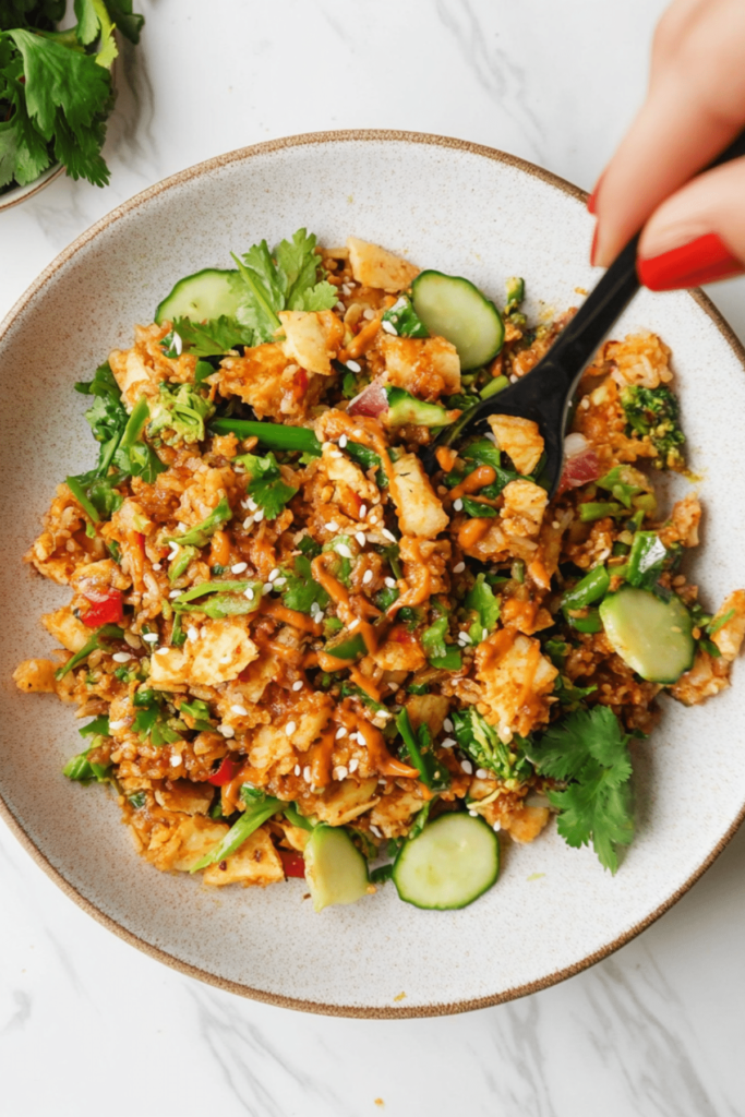 Satay Crispy Rice Salad | JustWorthi